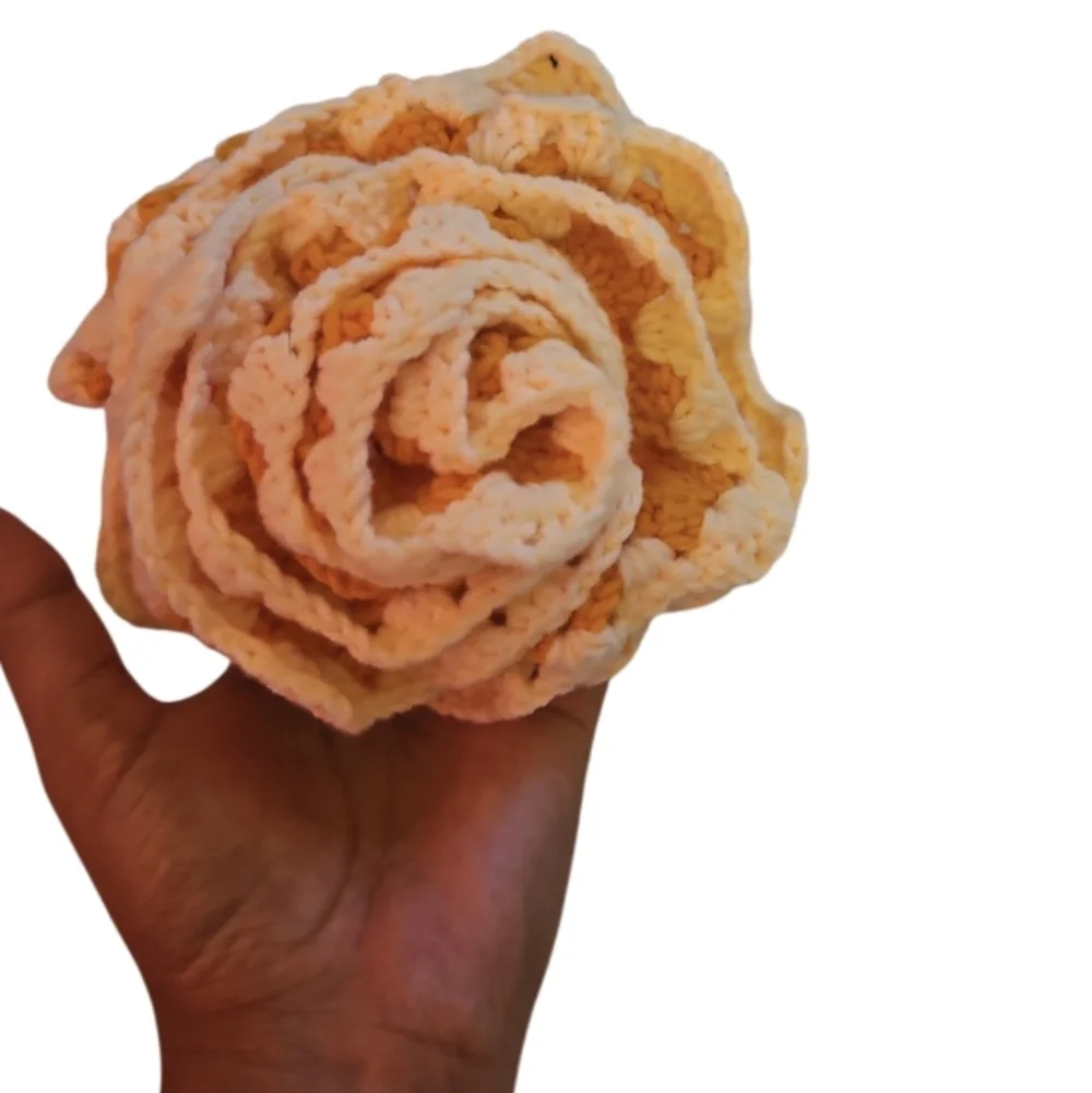 Hand Crafted Yellow Rose Granny Square Alpaca Yarn Decor